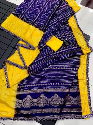 Designer beautiful rich pallu printed border shiffon yellow saree